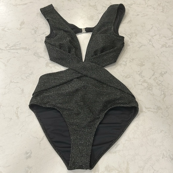 Cupshe Black Moonlit Plunging Monokini Swimsuit Large - Picture 15 of 16